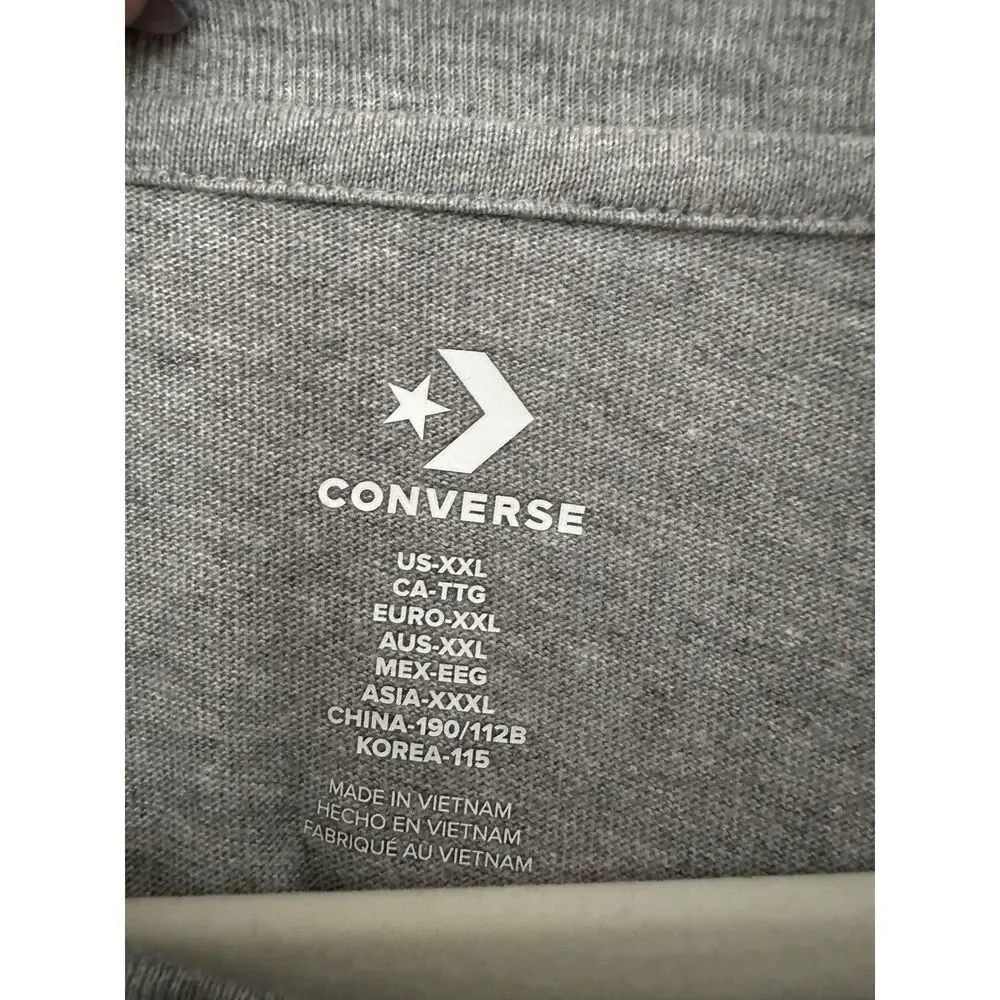 Converse All Star 1908 Graphic T-Shirt XXL Gray Short Sleeve NWT Cotton Tee - Picture 3 of 5